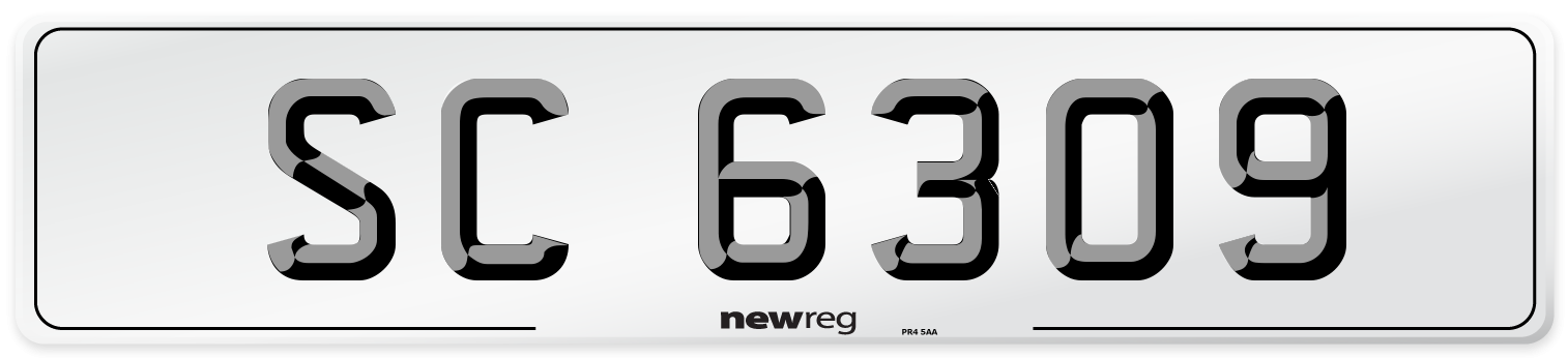 SC 6309 Number Plate from New Reg
